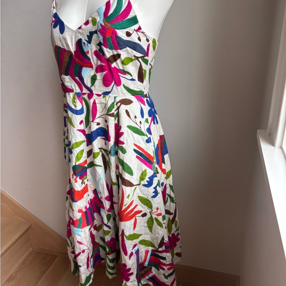 Anthropologie White Embroidered Floral Sundress with Multicolor Motifs - Picture 6 of 9